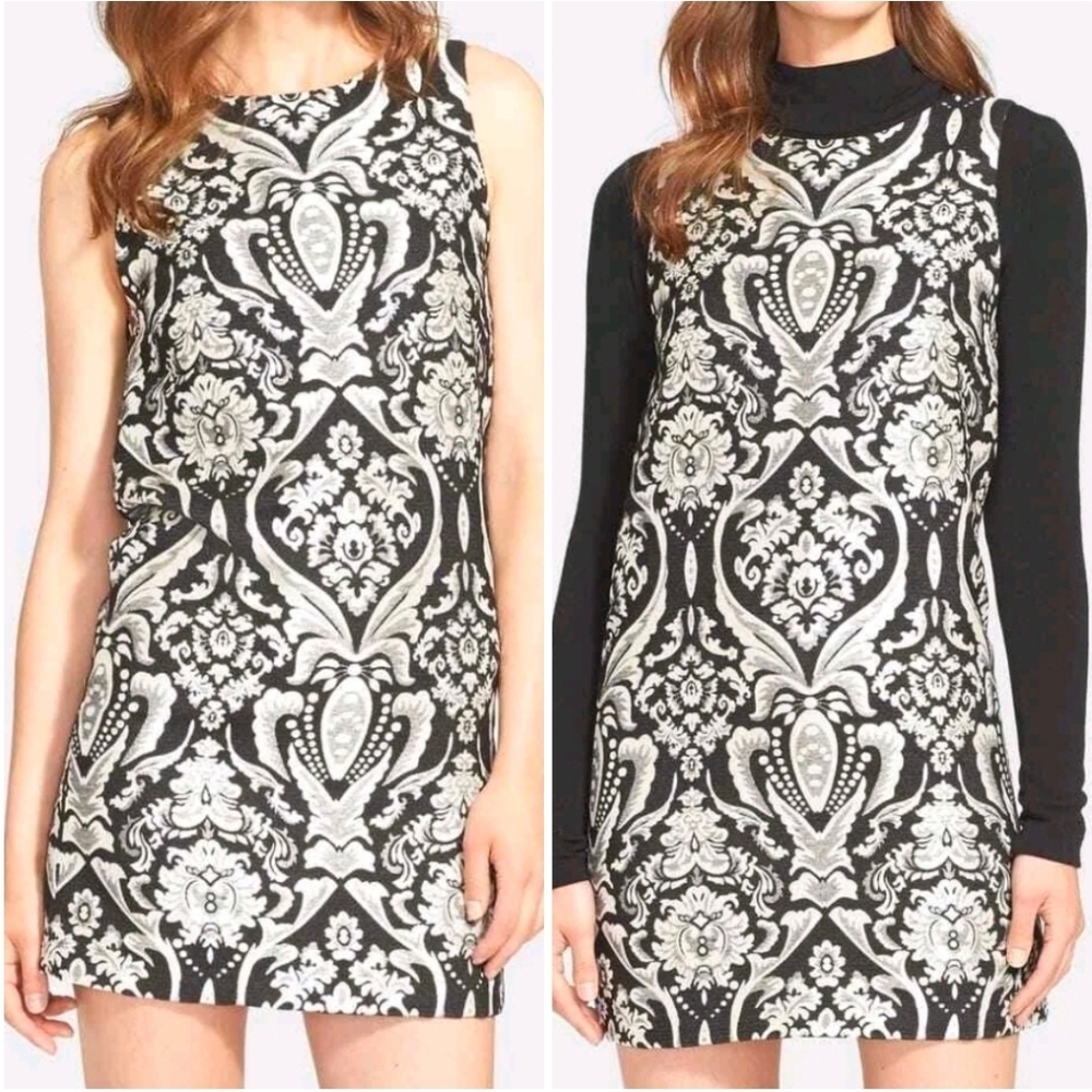 Alice + Olivia Clyde sleeveless damask shift Cocktail dress 0